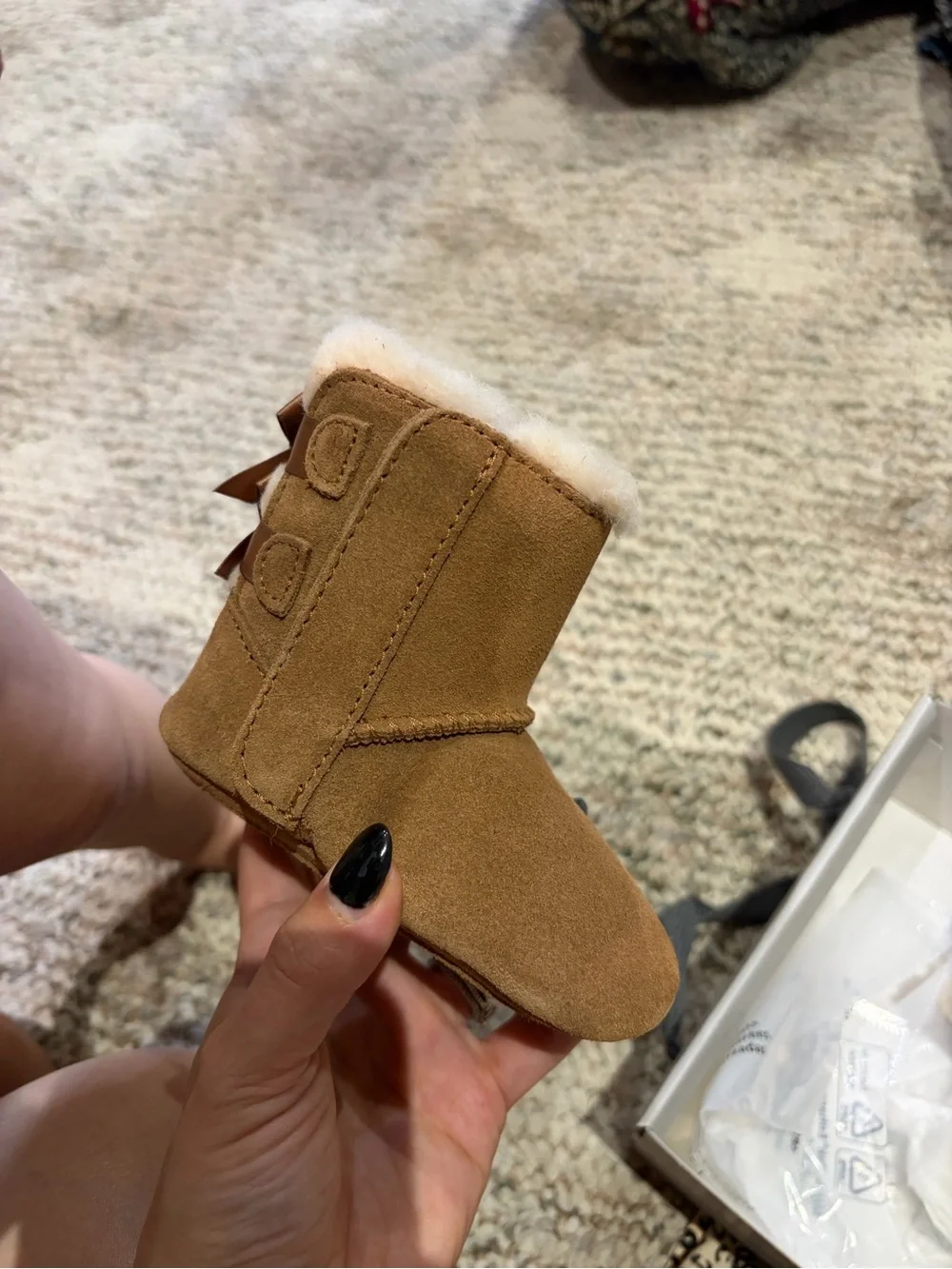 UGG Kids Chestnut Suede Bow boots